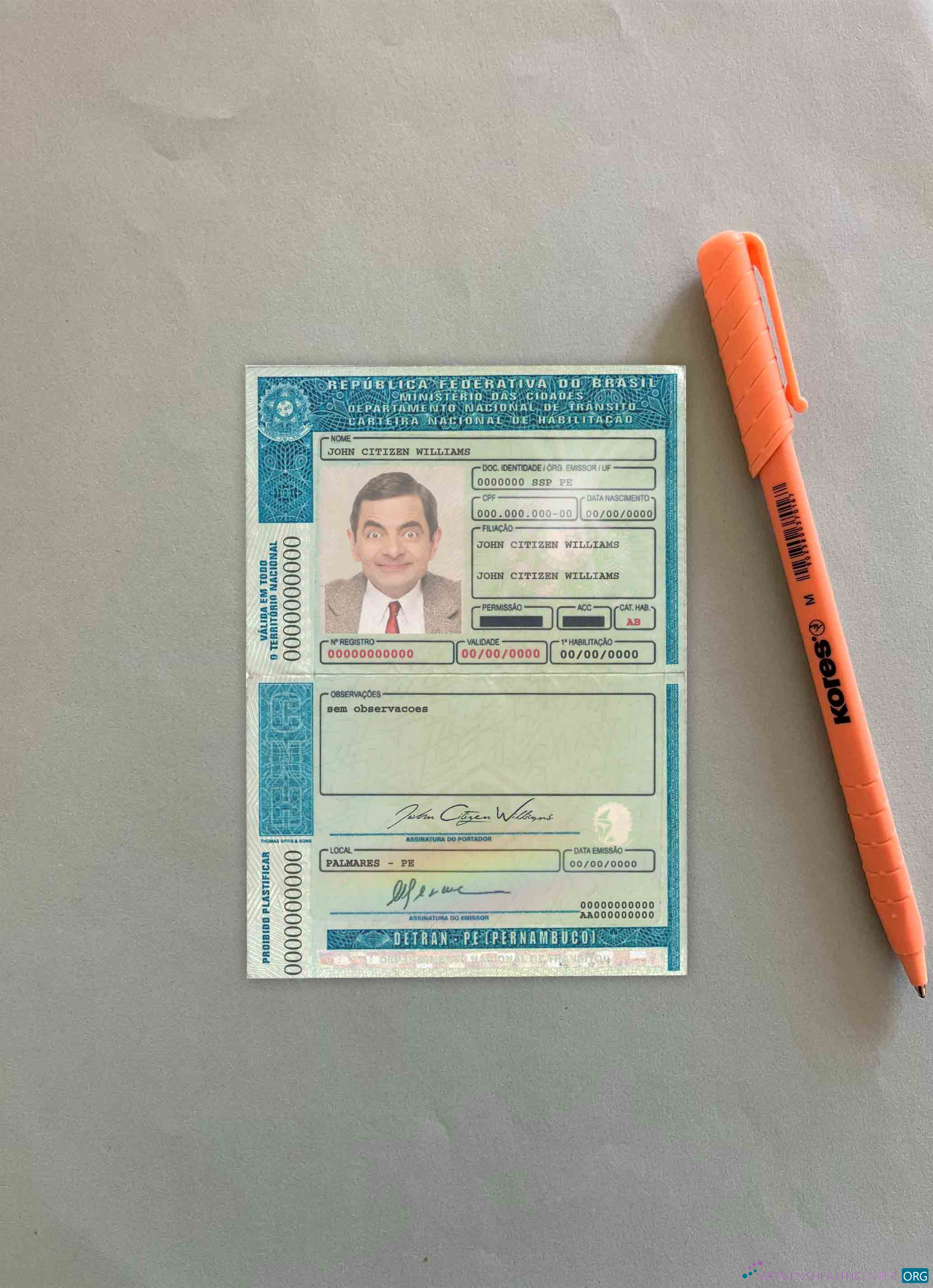 Download Brazil DL (Detran Pe[Pernambuco) photolook Photoshop template